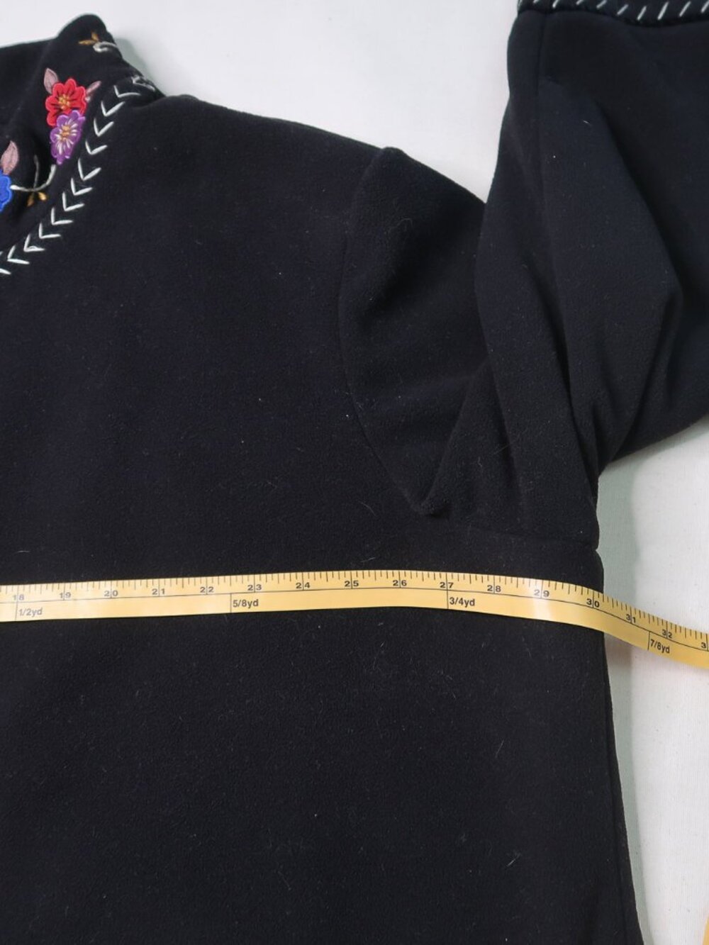 Susan Graver Black Embroidered Open Front Jacket - Picture 7 of 8